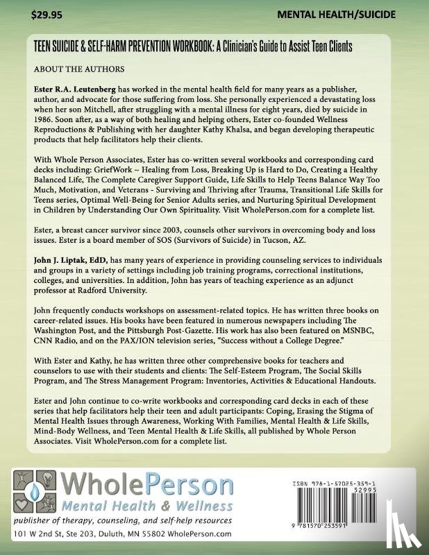 Leutenberg, Ester R a, Liptak, John J - Teen Suicide & Self-Harm Prevention Workbook
