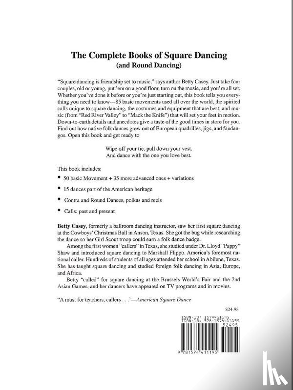 Casey, Betty - The Complete Book Of Square Dancing: And Round Dancing