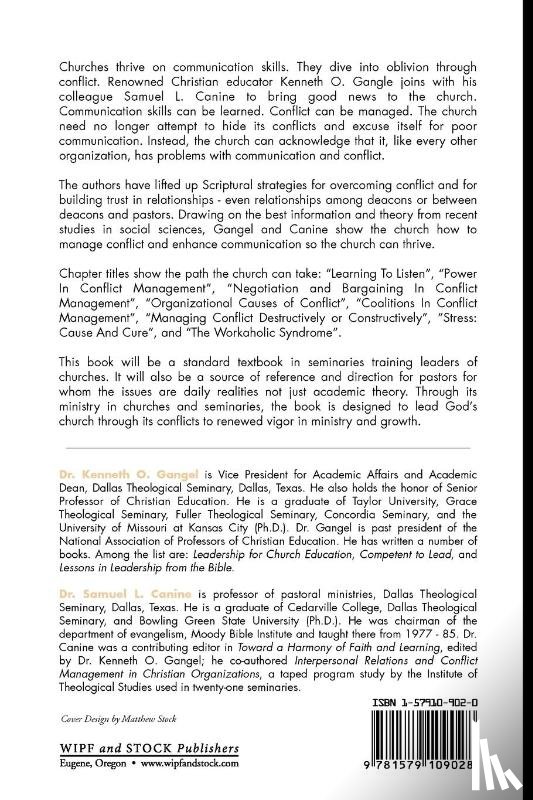 Gangel, Kenneth O. - Communication and Conflict Management in Churches and Christian Organizations
