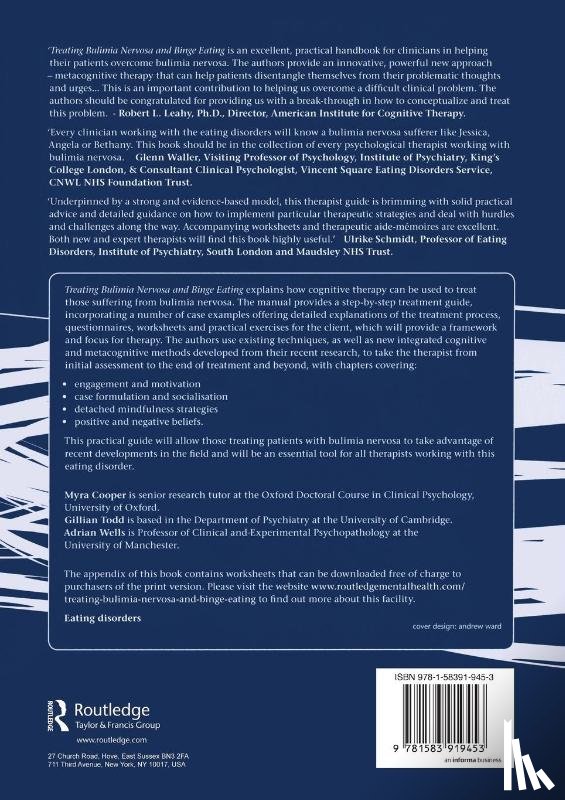 Cooper, Myra (University of Oxford, Todd, Gillian (University of Cambridge, Wells, Adrian (University of Manchester - Treating Bulimia Nervosa and Binge Eating