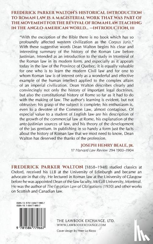 Walton, Frederick Parker - Historical Introduction to the Roman Law. Fourth Edition, Revised (1920)