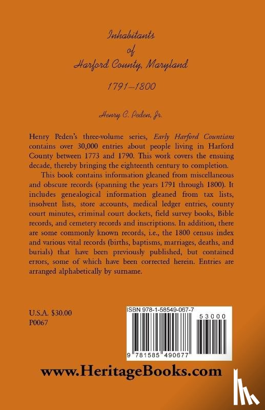Peden, Henry C - Inhabitants of Harford County, Maryland, 1791-1800