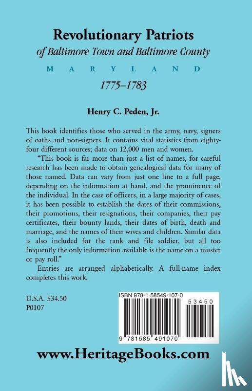 Peden, Henry C - Revolutionary Patriots of Baltimore Town and Baltimore County (Maryland), 1775-1783