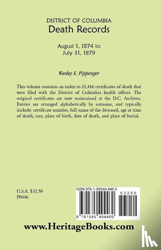 Pippenger, Wesley E - District of Columbia Death Records