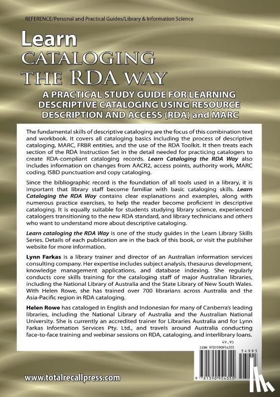 Farkas, Lynn, Rowe, Helen - Learn Cataloging the RDA Way International Edition
