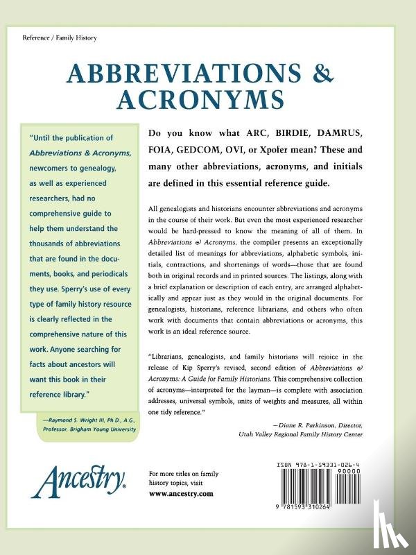 Sperry, Kip - Abbreviations & Acronyms