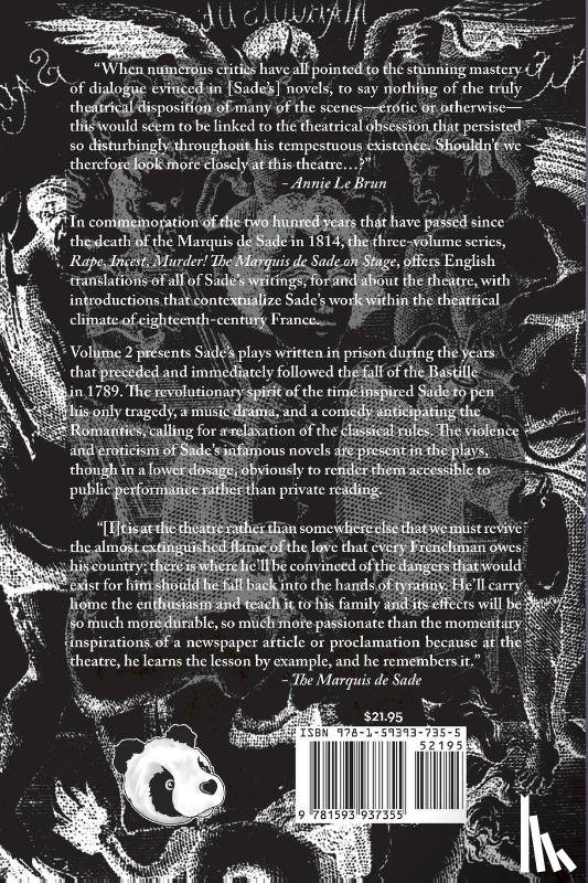 Sade, Marquis De - Rape, Incest, Murder! the Marquis de Sade on Stage Volume Two