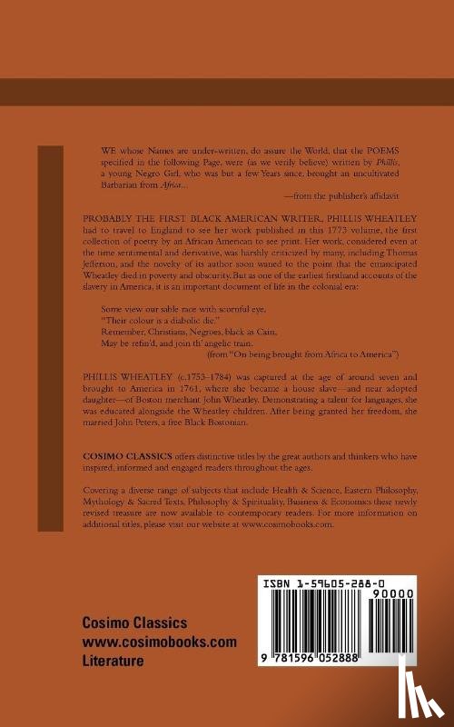 Wheatley, Phillis - Poems on Various Subjects, Religious and Moral