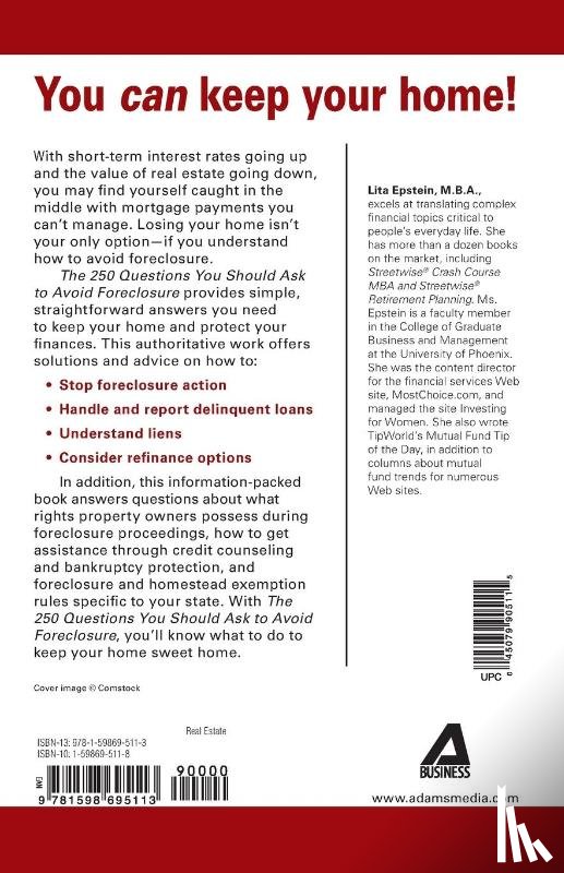 Epstein, Lita (University of Phoenix) - 250 Questions You Should Ask to Avoid Foreclosure