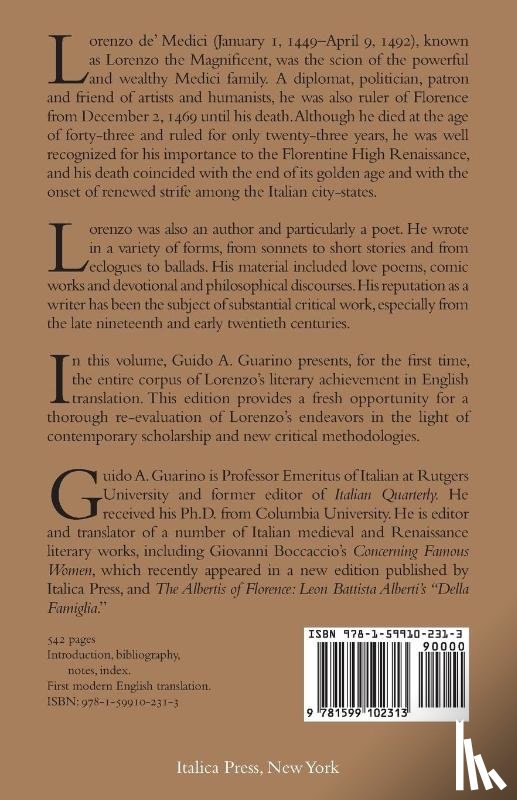 Medici, Lorenzo De' - The Complete Literary Works of Lorenzo de' Medici, The Magnificent