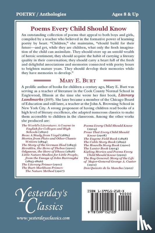 Burt, Mary E. - Poems Every Child Should Know (Yesterday's Classics)