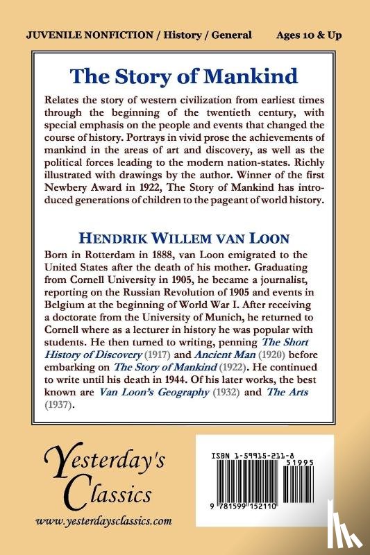 van Loon, Hendrik - The Story of Mankind, Original Edition (Yesterday's Classics)