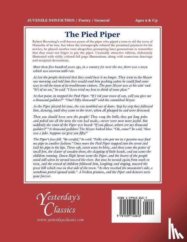 Browning, Robert - The Pied Piper of Hamelin, Illustrated by Hope Dunlap (Yesterday's Classics)