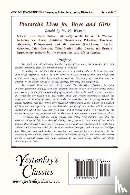 Weston, W. H. - Plutarch's Lives for Boys and Girls (Yesterday's Classics)