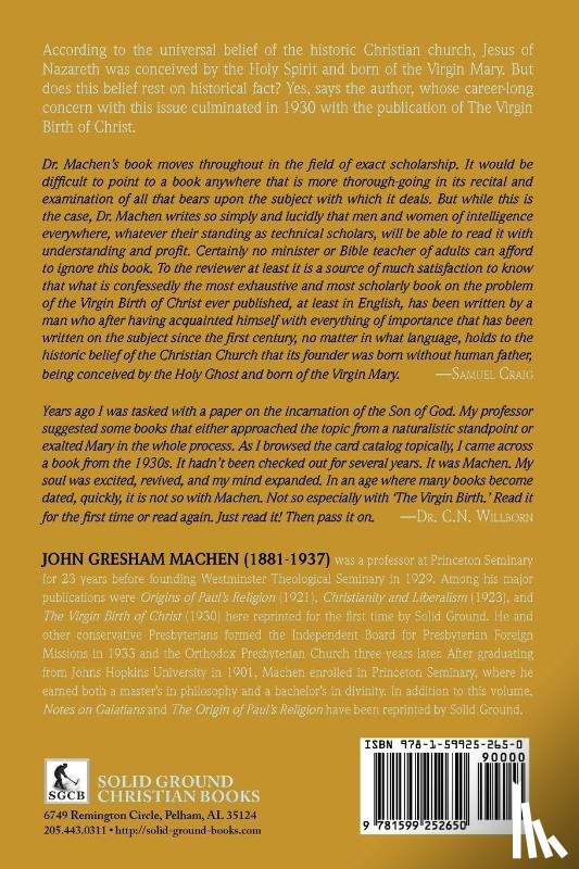 Machen, J Gresham - The Virgin Birth of Christ