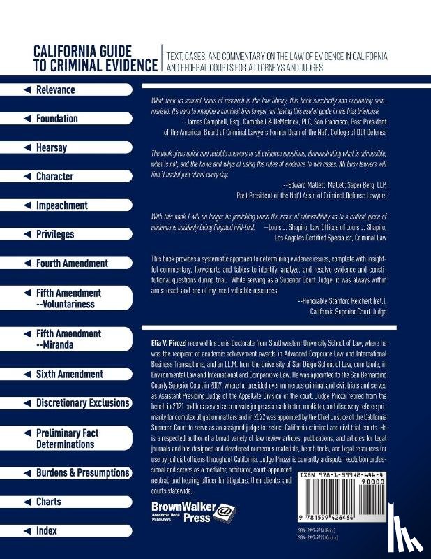 Pirozzi, Judge Elia V. - California Guide to Criminal Evidence 2024-25 (8th edition)