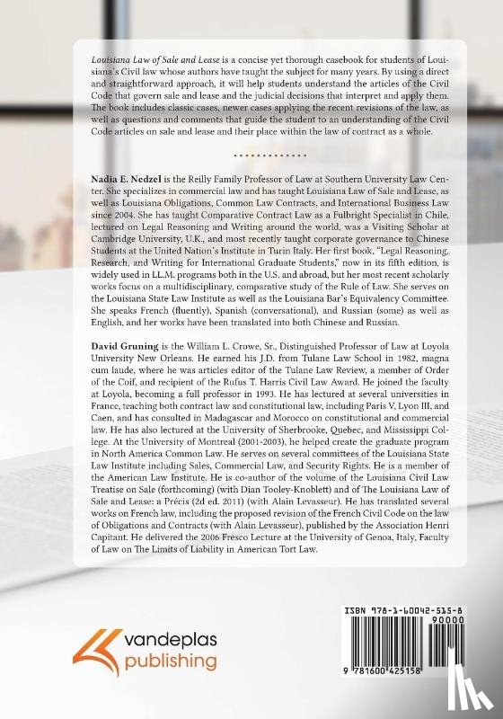 Nedzel, Nadia E, Gruning, David - Louisiana Law of Sale and Lease