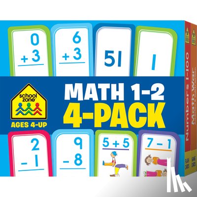 Zone, School - School Zone Math 1-2 Flash Cards 4-Pack