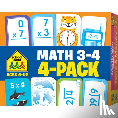 Zone, School - School Zone Math 3-4 Flash Cards 4-Pack