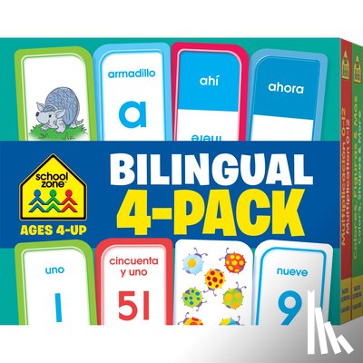 Zone, School - School Zone Bilingual 4-Pack Flash Cards