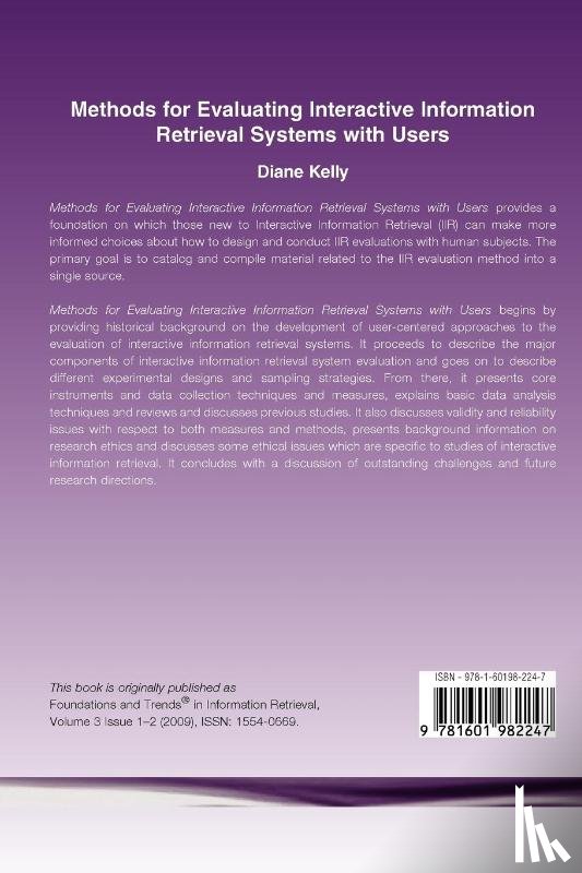 Kelly, Diane - Methods for Evaluating Interactive Information Retrieval Systems with Users