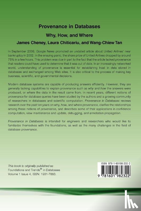 Cheney, James, Chiticariu, Laura, Tan, Wang-Chiew - Provenance in Databases