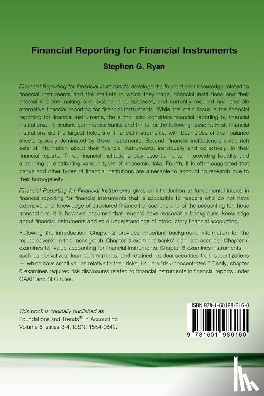 Ryan, Stephen G. - Financial Reporting for Financial Instruments