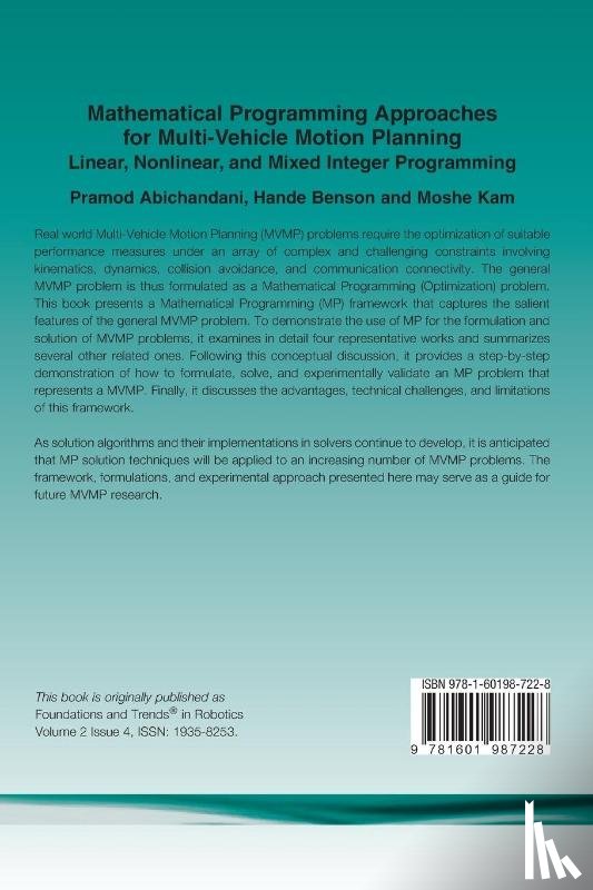 Abichandani, Pramod, Benson, Hande, Kam, Moshe - Mathematical Programming Approaches for Multi-Vehicle Motion Planning