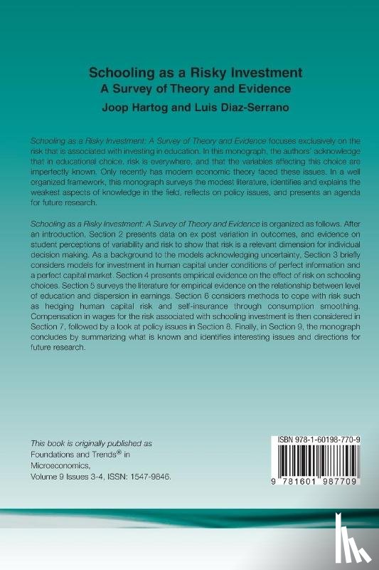 Hartog, Joop, Diaz-Serrano, Luis - Schooling as a Risky Investment