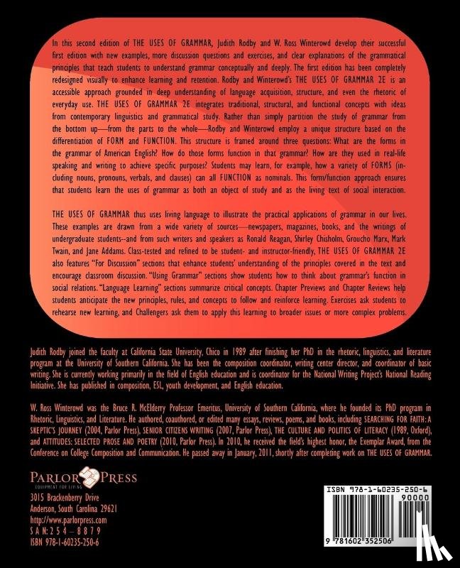 Rodby, Professor of English Judith (California State University, Winterowd, W Ross - The Uses of Grammar