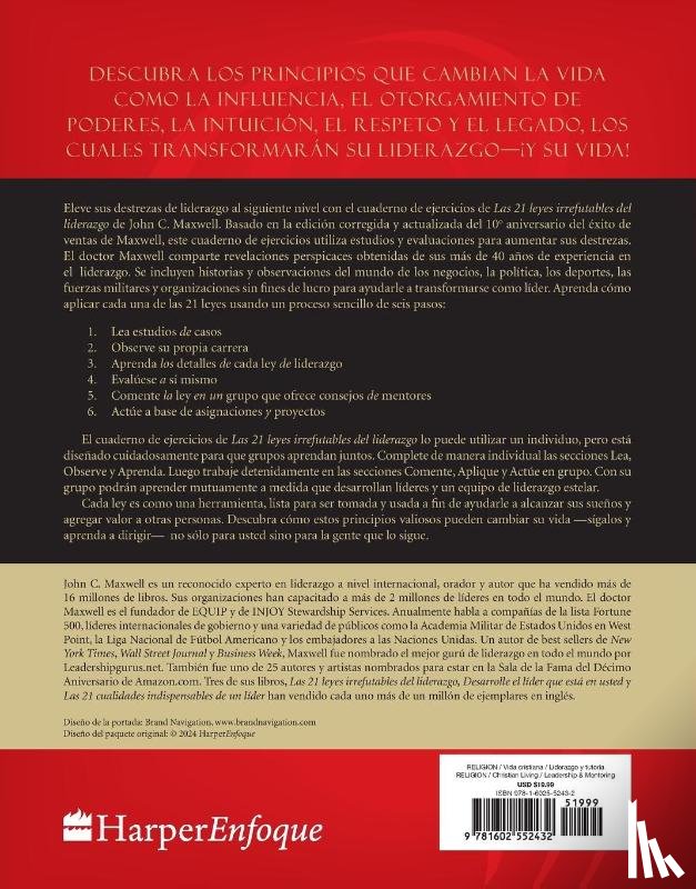 Maxwell, John - 21 leyes irrefutables del liderazgo, cuaderno de ejercicios | Softcover | 21 Irrefutable Laws of Leadership Workbook