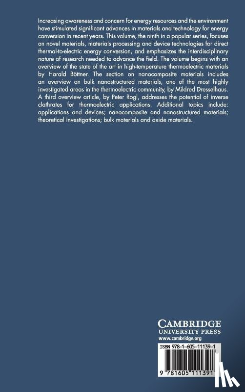  - Materials and Devices for Thermal-to-Electric Energy Conversion: Volume 1166
