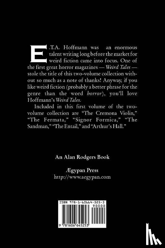 Hoffmann, E T a - Weird Tales. Vol. I by E.T A. Hoffman, Fiction, Fantasy