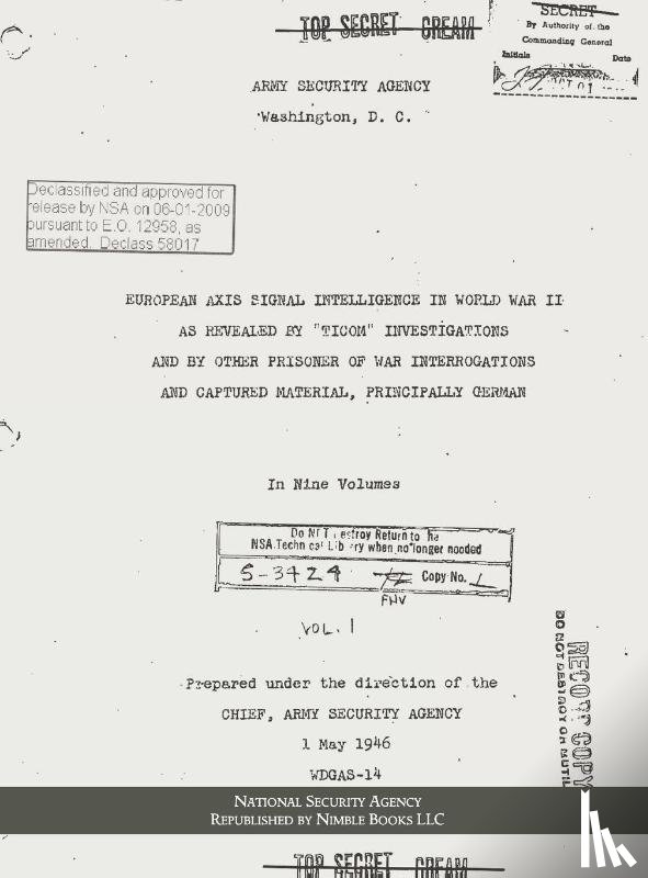 National Security Agency, Army Security Agency - European Axis Signal Intelligence in World War II