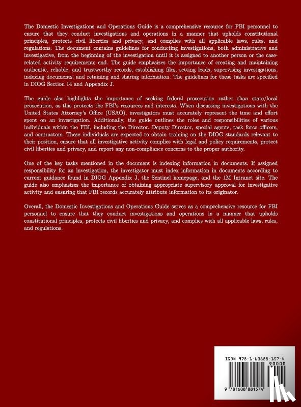 Federal Bureau Of Investigation, Cincinnatus [Ai] - Domestic Investigations and Operations Guide