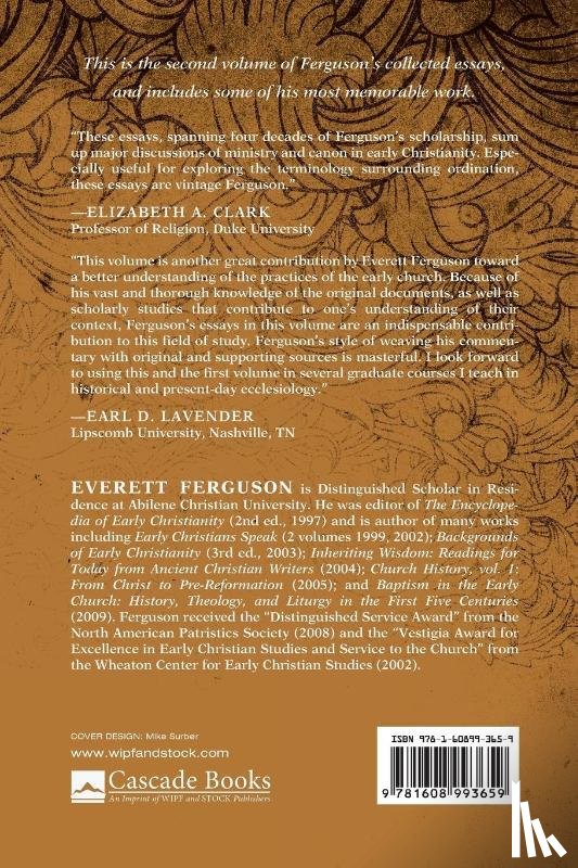 Ferguson, Everett - The Early Church at Work and Worship - Volume 2