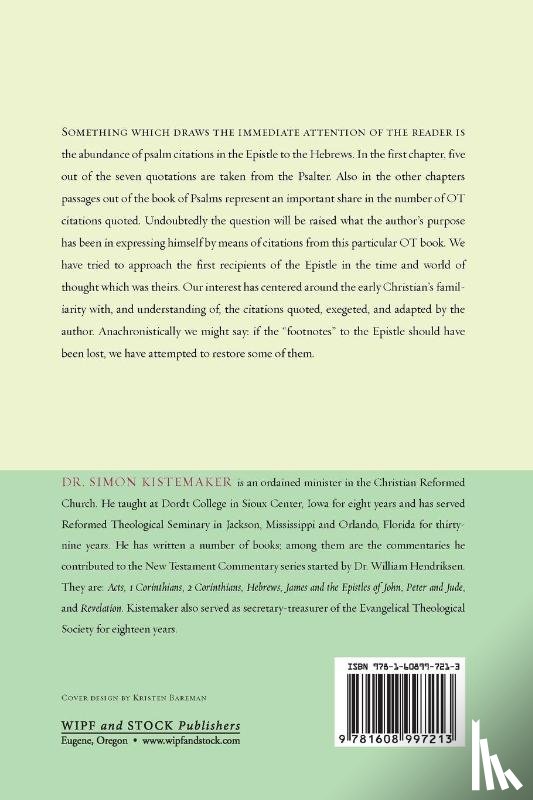 Kistemaker, Simon - The Psalm Citations in the Epistle to the Hebrews