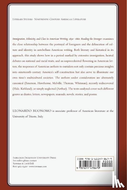 Buonomo, Leonardo - Immigration, Ethnicity, and Class in American Writing, 1830–1860