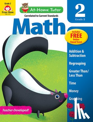 Evan-Moor Educational Publishers - Math Skills, Grade 2 Workbook: At-Home Tutor, Addition, Subtraction, Multiplication, Telling Time, Money