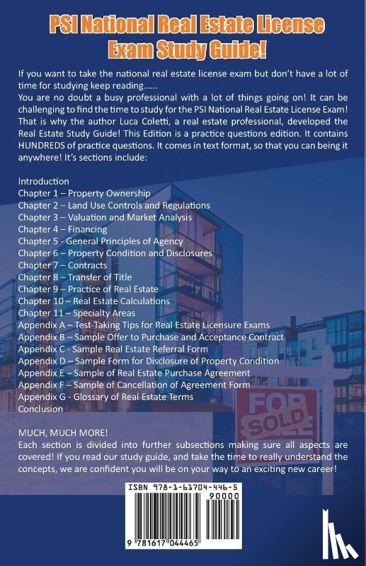 Coletti, Luca - PSI National Real Estate License Study Guide! The Best Test Prep Book to Help You Get Your Real Estate License & Pass The Exam!