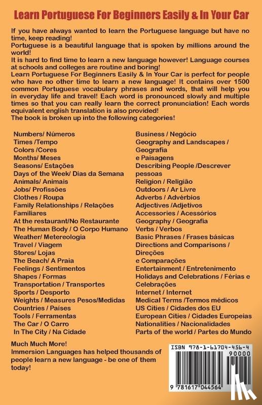 Languages, Immersion - Learn Portuguese For Beginners Easily & In Your Car! Vocabulary Edition!