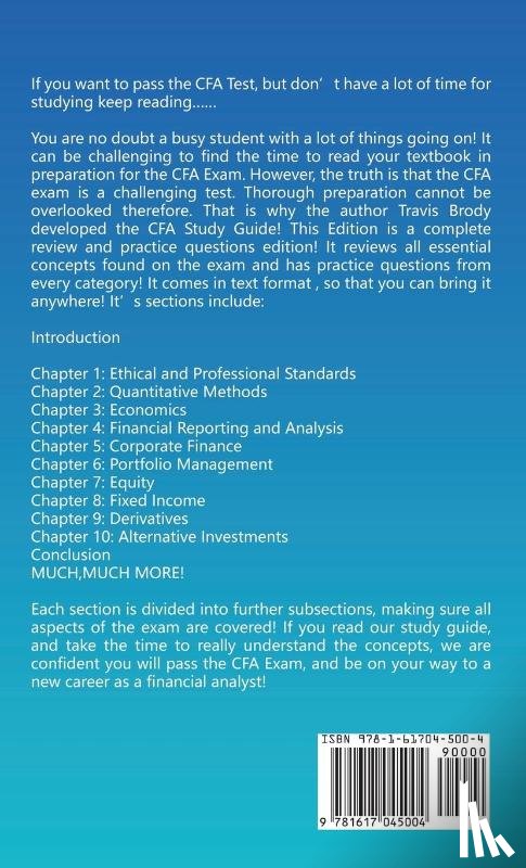 Brody, Travis - CFA Exam Study Guide! Level 1 - Best Test Prep Book to Help You Pass the Test Complete Review & Practice Questions to Become a Chartered Financial Analyst!