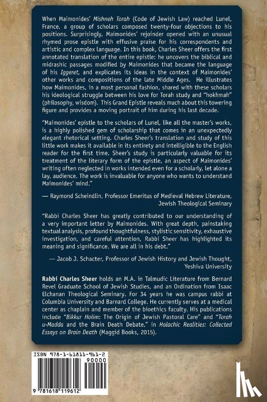 Sheer, Charles H. - Maimonides' Grand Epistle to the Scholars of Lunel