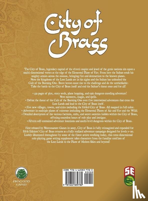 Christofferson, Casey, Green, Scott, Frog God Games - City of Brass 5E