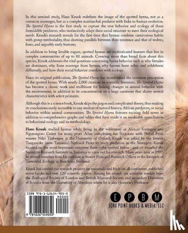 Kruuk, Senior Principal Officer Nerc Hans (Institute of Terrestrial Ecology Banchory Kincardineshire) - The Spotted Hyena