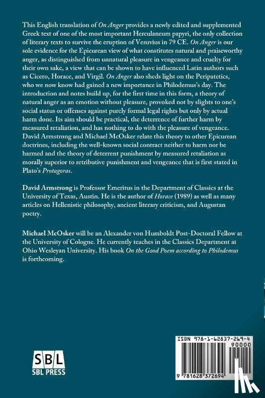 Armstrong, David, McOsker, Michael - Philodemus, On Anger