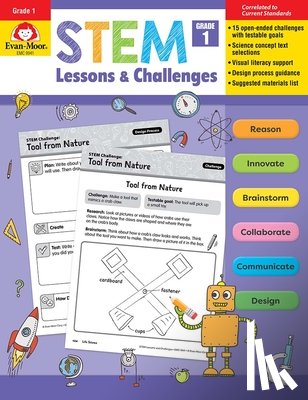 Evan-Moor Educational Publishers - Stem Lessons and Challenges, Grade 1 Teacher Resource