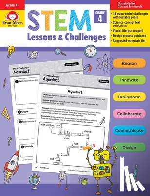Evan-Moor Educational Publishers - Stem Lessons and Challenges, Grade 4 Teacher Resource
