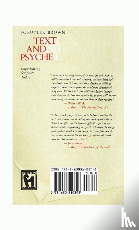 Brown, Professor of New Testament Schuyler (St Michael's College - Text and Psyche