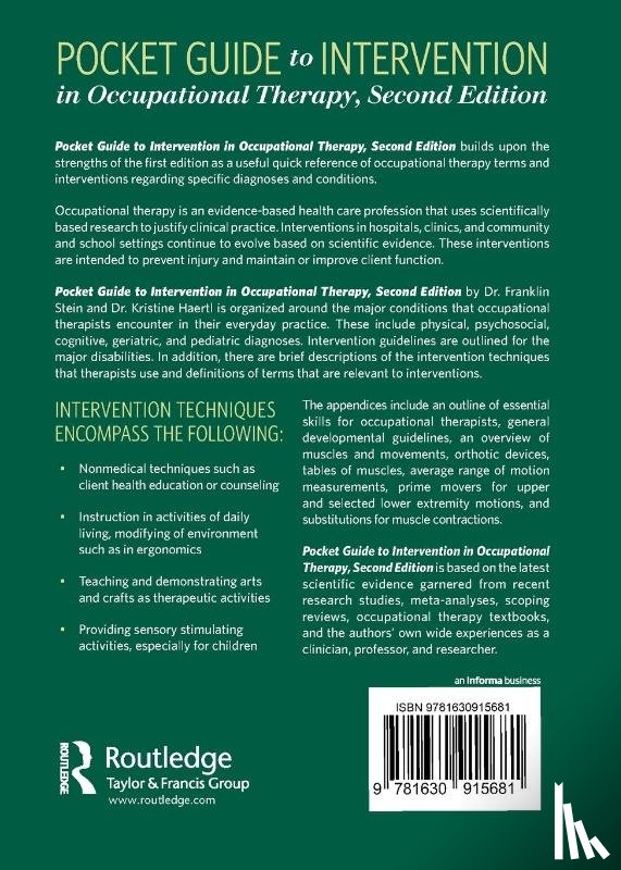 Stein, Franklin, Haertl, Kristine - Pocket Guide to Intervention in Occupational Therapy